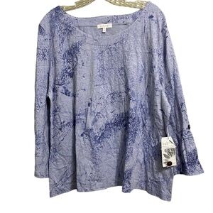 * NEW HABITAT SZ XL BLUE COTTON PATTERN TOP